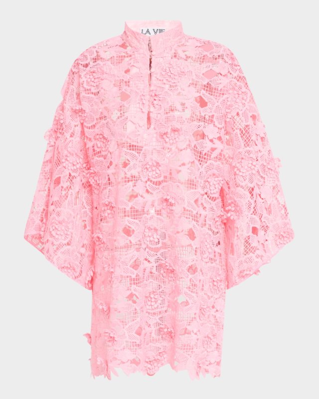 Floral Lace Mini Shift Caftan